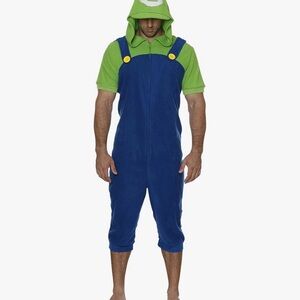 Nintendo Mens Small size Luigi Green and Blue Hooded Pajamas